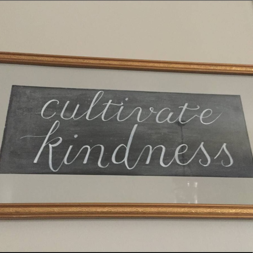 Cultivate Kindness large wall decor art sign gold frame chalkboard glass - Picture 4 of 5
